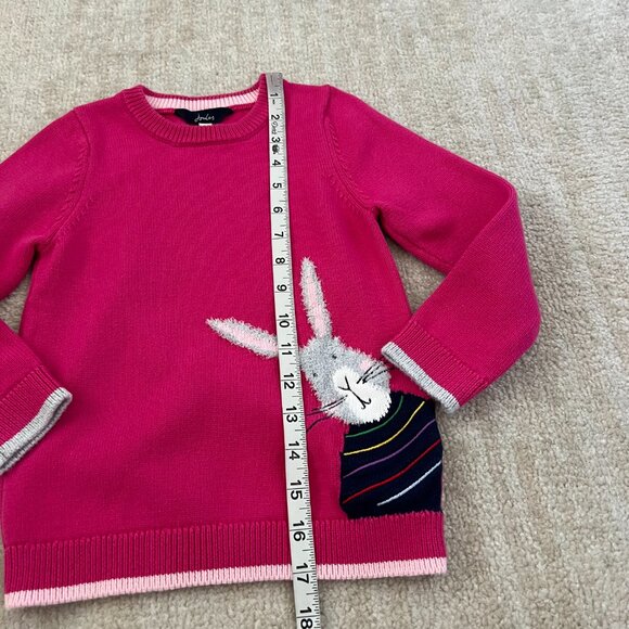 Joules Girls GeeGee Bunny Pink Cotton Jumper Sweater 5 - Picture 5 of 9